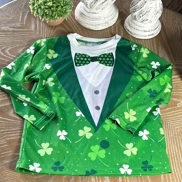 Little Boys St Patrick’s Day Irish Lucky Leprechaun Costume Long Sleeve Tee - Picture 1 of 5